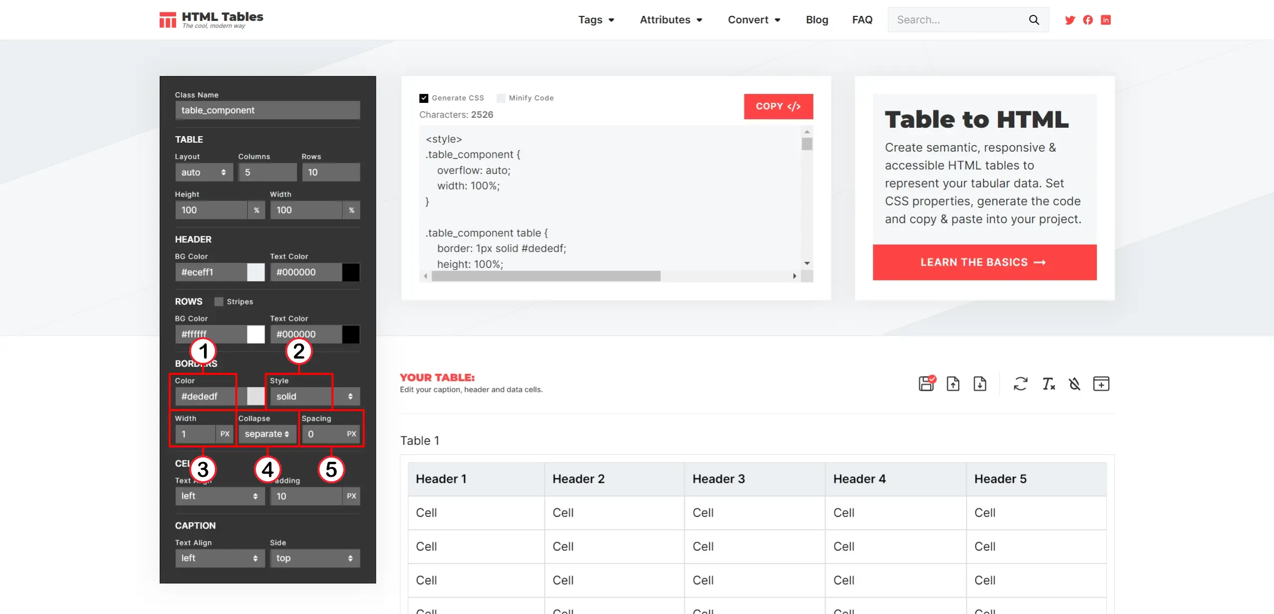 Table Generator borders