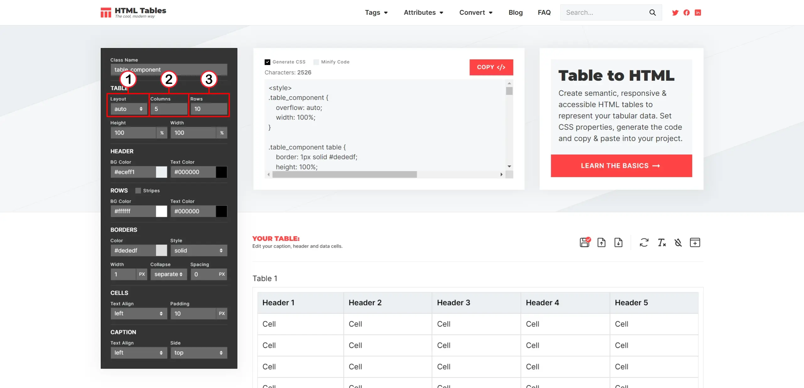 Table Generator table