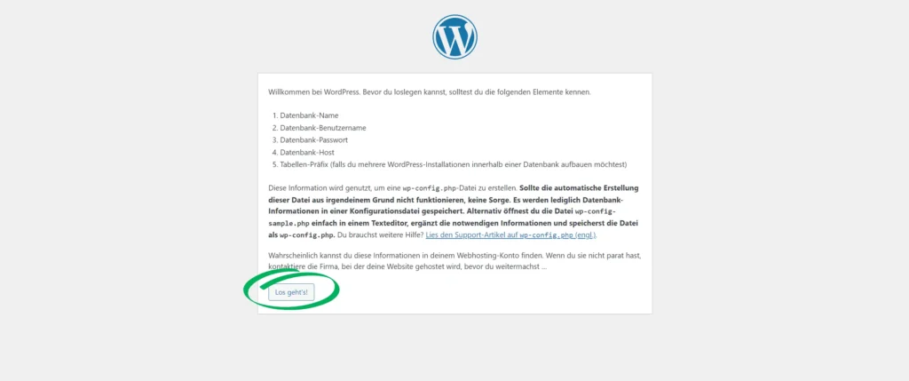 WordPress Installation - Los geht's