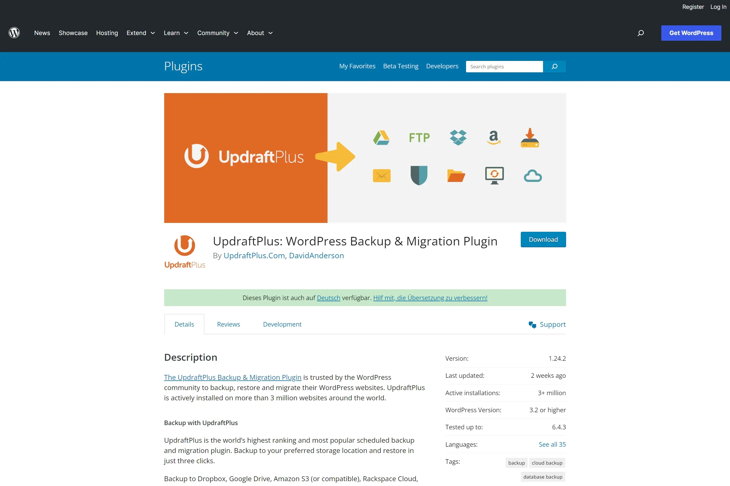 WordPress Plugins UpdraftPlus